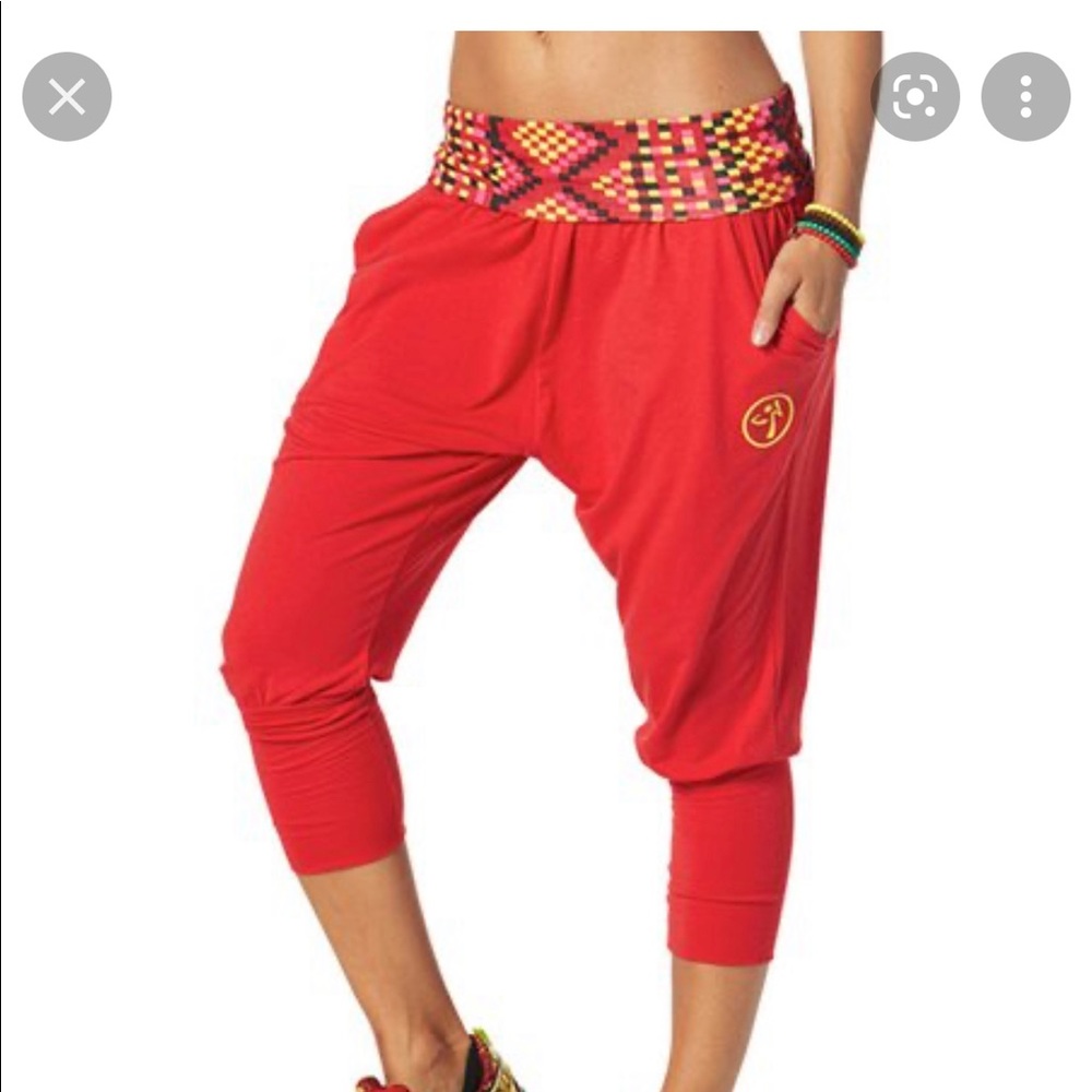 New with Tags. One Zumba Love Harem Capris Well Red. Size S.